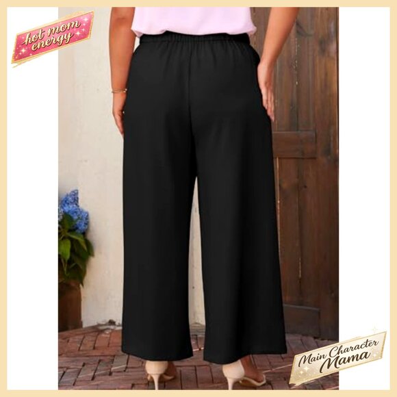 Plus Size Wide Leg Dress Pants High Waisted Pleated Office Trousers - Picture 2 of 7